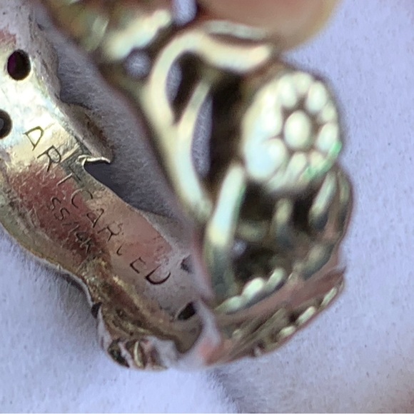 Vintage ArtCarved 14k SS Ruby Flower Bird Butterfly Band Sz 6 - Picture 4 of 7